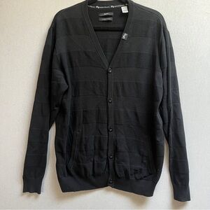 LRG Grass Roots Cotton Men's Black Cardigan Sweater Sz L